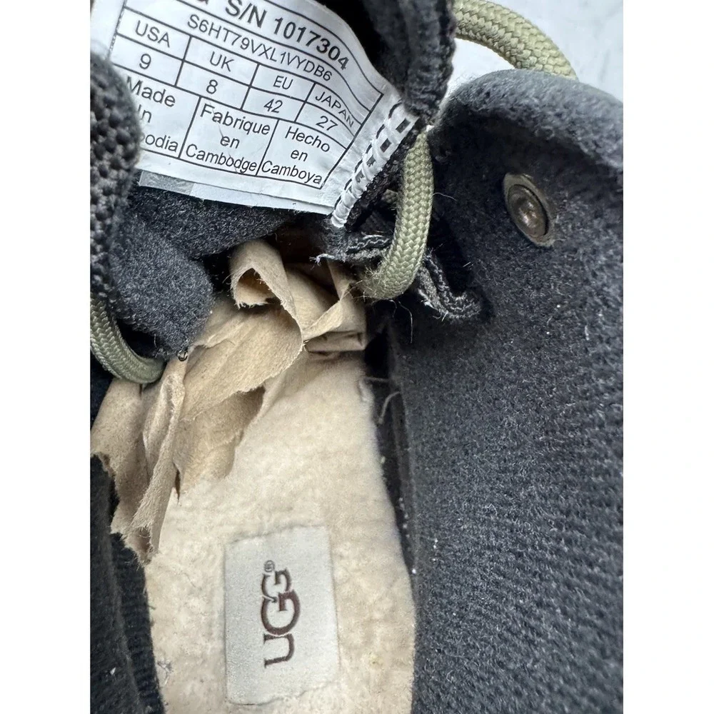 🔥UGG Butte Snow‎ Boots🎱 Black Waterproof Leather Sheepskin Lined Size 9